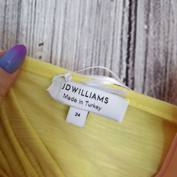 JD Williams Size uk 24 Yellow Short sleeved top - Picture 7 of 9